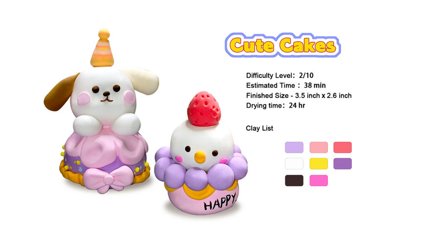 Puppy Cute Cakes CoolorCat Air Dry Clay Step by Step Tutorial